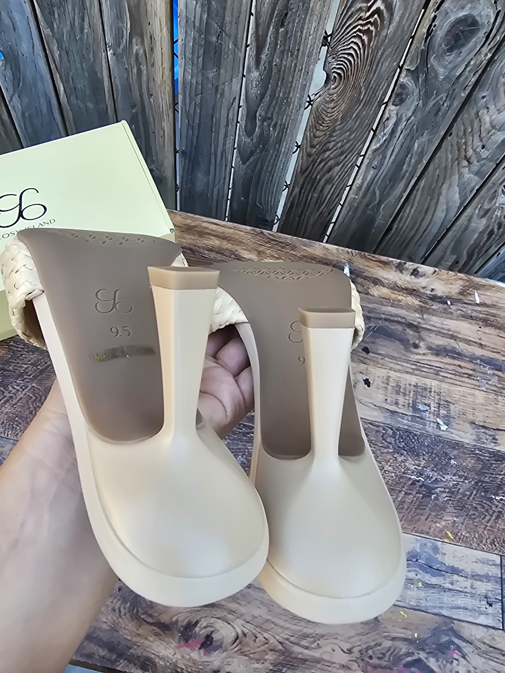 Cosy Island braided slide sandals woven straw texture and square toe Size 9.5 - Picture 10 of 12